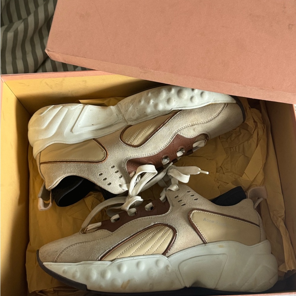Acne Studios Beige/White Rockaway Sneakers Size 41 with box.